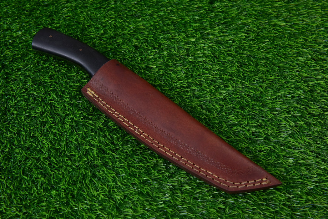 Tactical Damascus Steel Tanto Knife with Serrated Spine & Black Micarta Handle (AW-137)