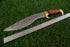 Handcrafted Damascus Bowie Knife with Brass Guard & Leather Sheath AW-97