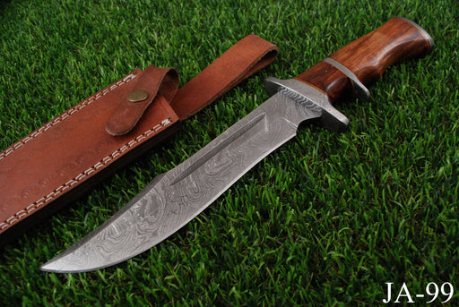 Premium Damascus Steel Clip-Point Bowie Knife AW-99
