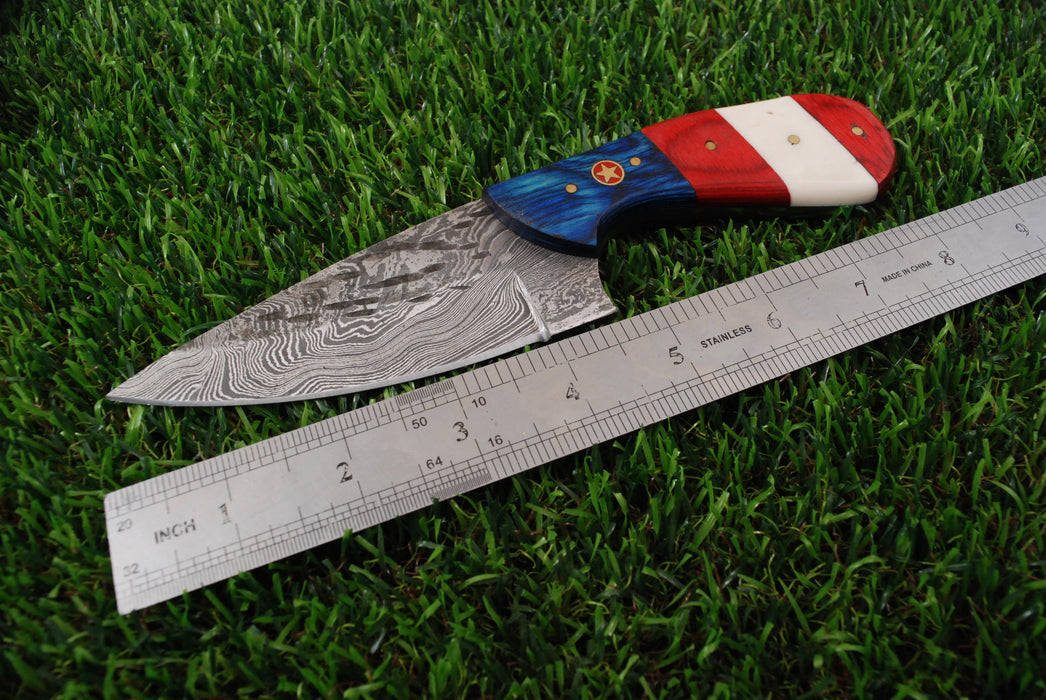 Patriotic Edition Damascus Steel Skinner Knife AW-101