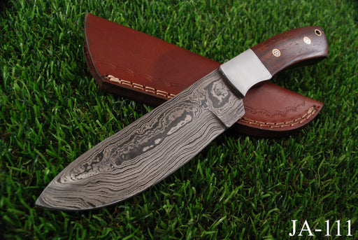 AW-111 Professional Damascus Steel Drop-Point Skinner