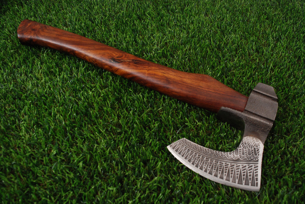 Hand-Forged Viking Bearded Axe with Tribal Engravings AW-112
