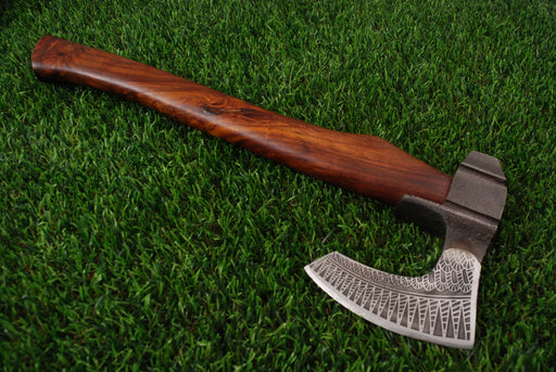 Hand-Forged Viking Bearded Axe with Tribal Engravings AW-112