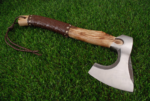 Professional Forged Steel Camping Hatchet with Leather-Wrapped Handle AW-114