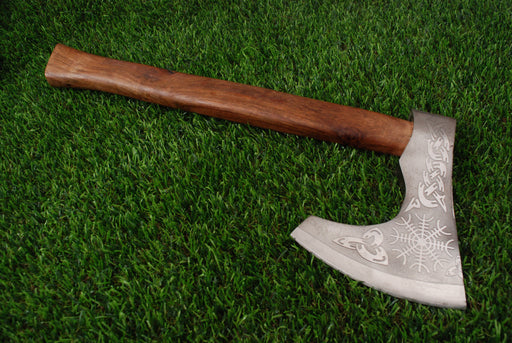 Nordic Vegvisir Engraved Bearded Axe with Premium Hardwood Handle (AW-123)
