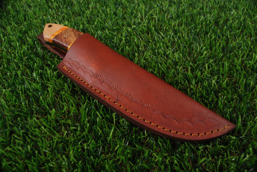 Hand-Forged Damascus Skinner with Bone and Ebony Resin Hybrid Handle (AW-130)