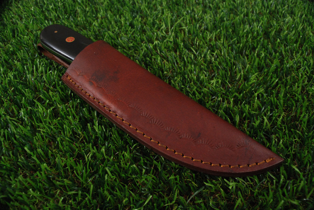 Hand-Forged Damascus Skinner with Bone and Ebony Resin Hybrid Handle (AW-130)