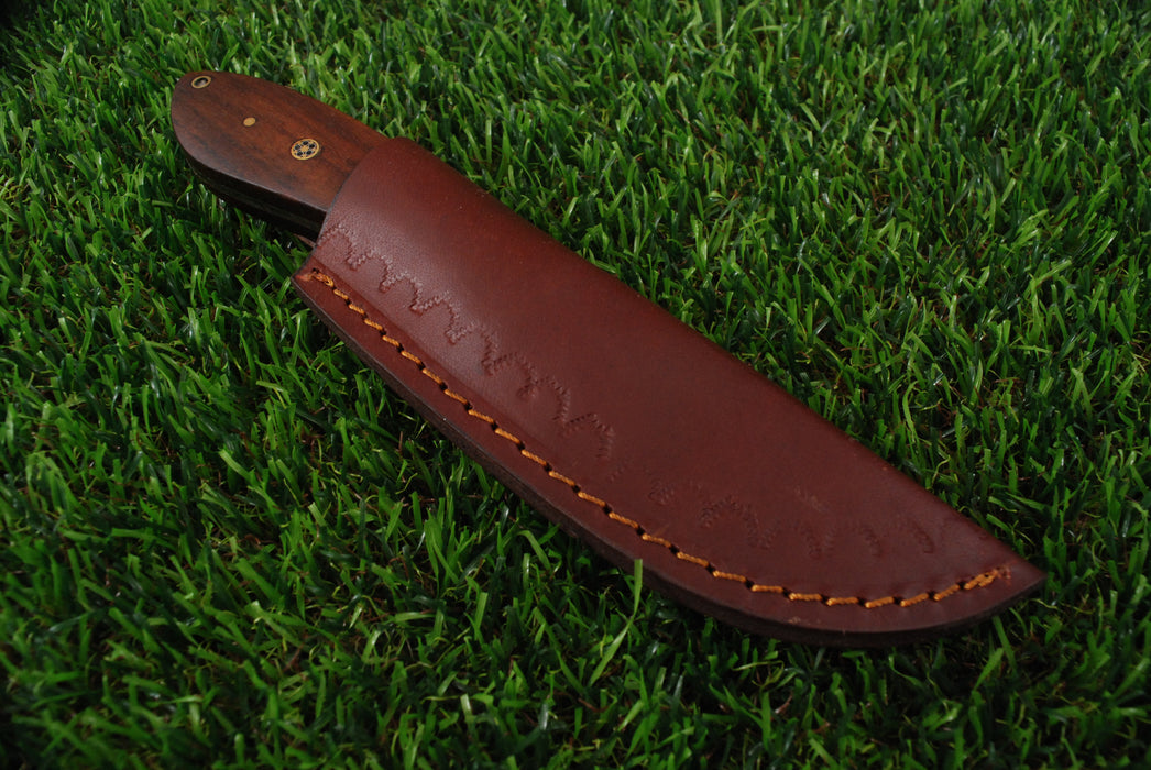 Handmade Damascus Steel Cleaver Skinner with Red Swirl Resin & Rosewood Handle (JA-131)