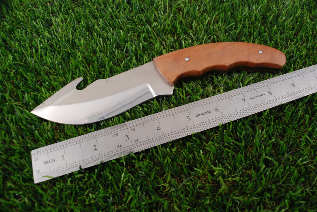 Professional Fixed-Blade Gut Hook Skinner with Ergonomic Hardwood Handle (JA-134)