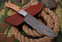 AW-001 Handcrafted Damascus Steel Fixed Blade Knife with Olive Wood Handle & Leather Sheath