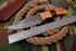 AW-003 Handcrafted Damascus Steel Fixed Blade Knife with Wooden Handle & Leather Sheath