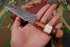 AW-005 Handcrafted Damascus Steel Fixed Blade Knife with Multi-Wood Handle & Leather Sheath