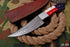 AW-009 "Lone Star" Handmade Damascus Steel Hunting Knife with Texas Flag Handle & Leather Sheath