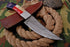 AW-009 "Lone Star" Handmade Damascus Steel Hunting Knife with Texas Flag Handle & Leather Sheath