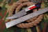 AW-009 "Lone Star" Handmade Damascus Steel Hunting Knife with Texas Flag Handle & Leather Sheath