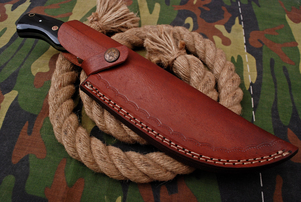AW-014 "The Hunter Pro" Handmade Damascus Steel Drop Point Hunting Knife with Black Micarta Handle