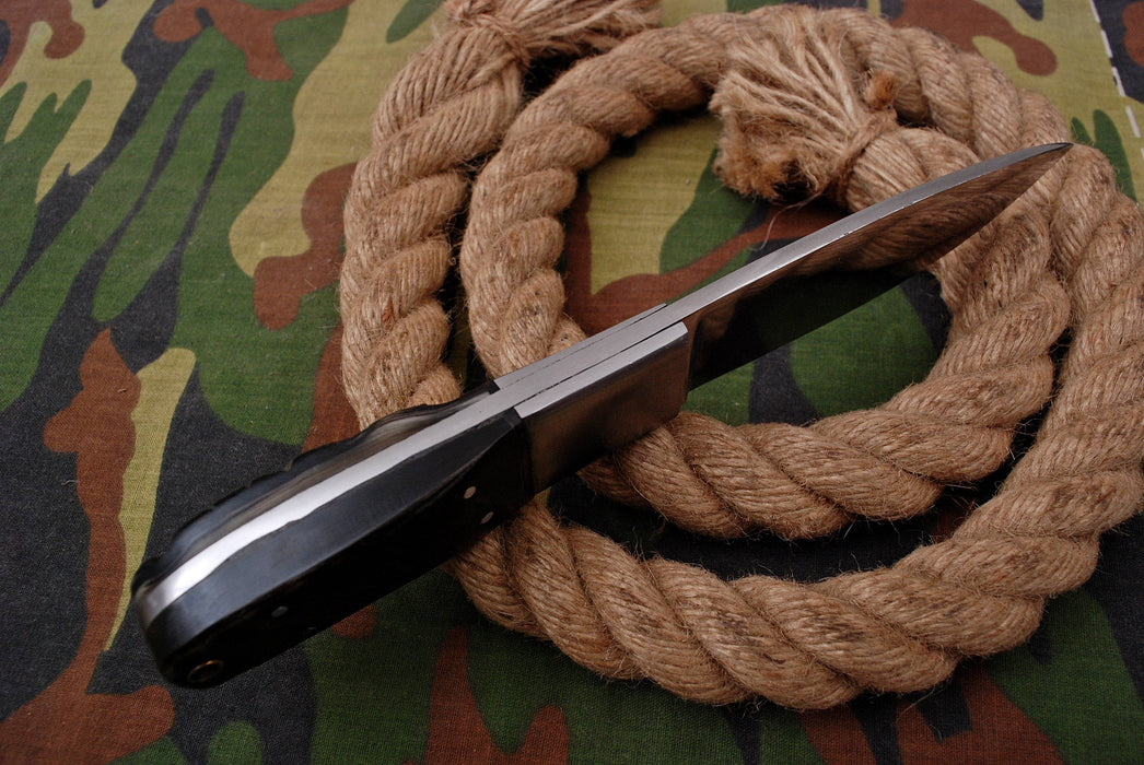 AW-019 "The Guide II" Handmade High-Polished Steel Hunting Knife with Dark Wood or Micarta Handle
