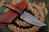 AW-021 "The Forest Fire" Handmade Damascus Steel Hunting & Field Knife with Red & Green Wood Handle