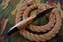 AW-023 "The Pathfinder" Handmade Damascus Steel Hunting & Survival Knife with Saw-back Spine, Brass Bolster, and Bone/Horn Handle