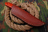 AW-025 "The Firebird" Handmade Damascus Steel Drop Point Hunting Knife with Red Wood Handle and Leather Sheath