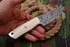 AW-026 "The Plainsman" Handmade Damascus Steel Drop Point Hunting Knife with Genuine Bone Handle and Leather Sheath
