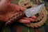 AW-029 "The Rogue River" Handmade Damascus Steel Drop Point Hunting Knife with Carved Dark Wood Handle | aw-29