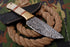 AW-032 "The Guide II" Handmade Damascus Steel Drop Point Hunting Knife with Brass Bolster & White Bone Handle