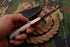 AW-032 "The Guide II" Handmade Damascus Steel Drop Point Hunting Knife with Brass Bolster & White Bone Handle