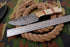 AW-032 "The Guide II" Handmade Damascus Steel Drop Point Hunting Knife with Brass Bolster & White Bone Handle