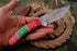 AW-034 "The Woodland" Handmade Damascus Steel Drop Point Hunting Knife with Red & Green Wood Handle