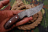 AW-036 "The Tracker" Handmade Damascus Steel Drop Point Hunting Knife with Dark Wood Handle & Leather Sheath
