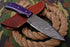 AW-040 "The Purple Rain" Handmade Damascus Steel Drop Point Hunting Knife with Purple Handle & Leather Sheath