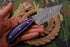 AW-040 "The Purple Rain" Handmade Damascus Steel Drop Point Hunting Knife with Purple Handle & Leather Sheath