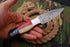 AW-042 Handcrafted Damascus Steel Fixed Blade Knife with Custom Tricolor Handle & Leather Sheath