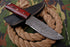 AW-047 Handmade Damascus Steel Field Knife – Crimson Pakkawood Handle with Mosaic Detail