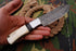 AW-050 Custom Damascus Steel Tracker Knife – Bone & Ebony Handle with Brushed Steel Bolster