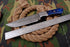 AW-051 Custom Damascus Steel Survival Knife – Cobalt Blue Ergonomic Handle with Brushed Bolster