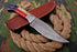 Custom Damascus Steel Survival Knife – Cobalt Blue Ergonomic Handle with Brushed Bolster (AW-51) (Copy)