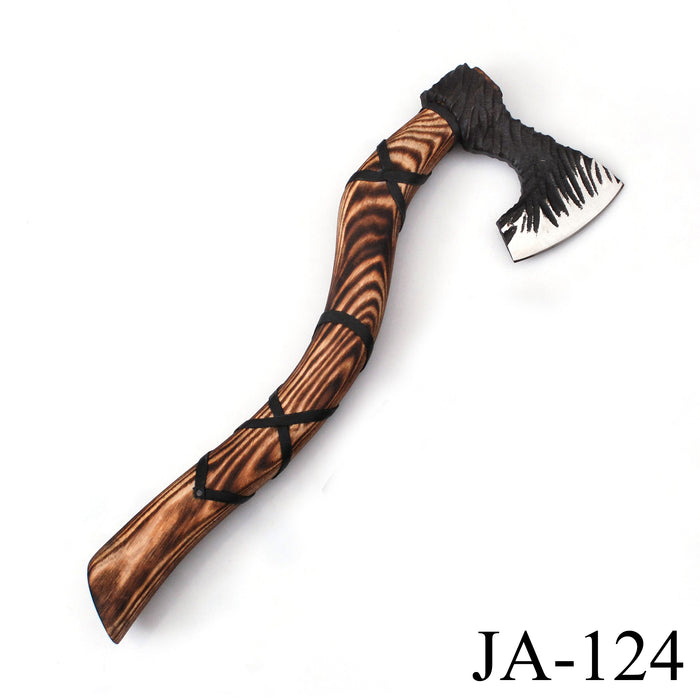Curved Wing Viking Hatchet with Flame-Grain Ash Handle (AW-124)
