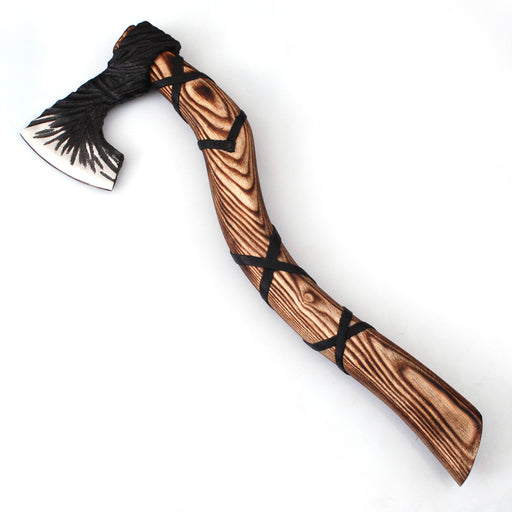 Curved Wing Viking Hatchet with Flame-Grain Ash Handle (AW-124)