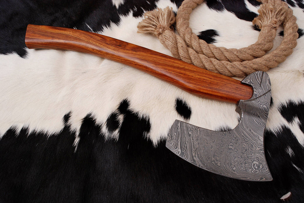 (AW-64) Premium Damascus Steel Bearded Axe