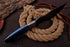 AW-69 Handcrafted Damascus Steel Hunting Knife with Blue Resin Handle & Leather Sheath