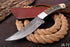 (AW-73) Custom Damascus Steel Trailing Point Knife with Olive & Bone Handle
