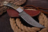 (AW-73) Custom Damascus Steel Trailing Point Knife with Olive & Bone Handle
