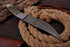 (AW-73) Custom Damascus Steel Trailing Point Knife with Olive & Bone Handle