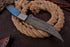 AW-74 Damascus Steel Skinner Hunting Knife with Blue Resin Handle & Leather Sheath