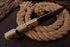 AW-75Damascus Steel Hunting Knife with Bone Handle & Leather Sheath