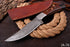 AW-76 Damascus Steel Skinner Knife with Wood Handle & Leather Sheath