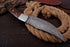 AW-76 Damascus Steel Skinner Knife with Wood Handle & Leather Sheath