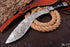AW-77 Hand-Forged Damascus Steel Tanto Knife with Amber Resin Handle and Mosaic Pin